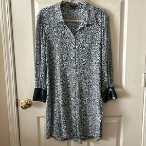 AS by DF | Sequin Cuff Button Down Sheer Floral Dress Size Med‎